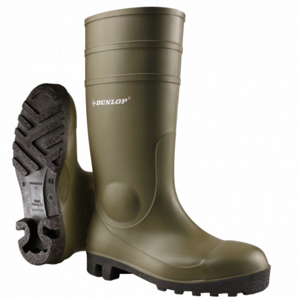 Dunlop Protomaster Green Full Safety Wellington Boot