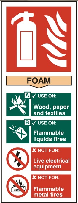 Fire extinguisher - Foam 8.2 x 20.2cm Safety Sign Rigid PVC