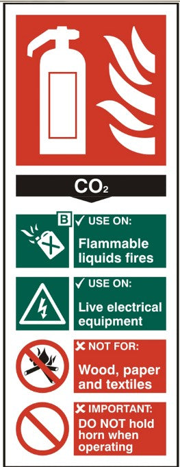 Fire extinguisher - CO2 8.2 x 20.2cm Safety Sign Self Adhesive Vinyl