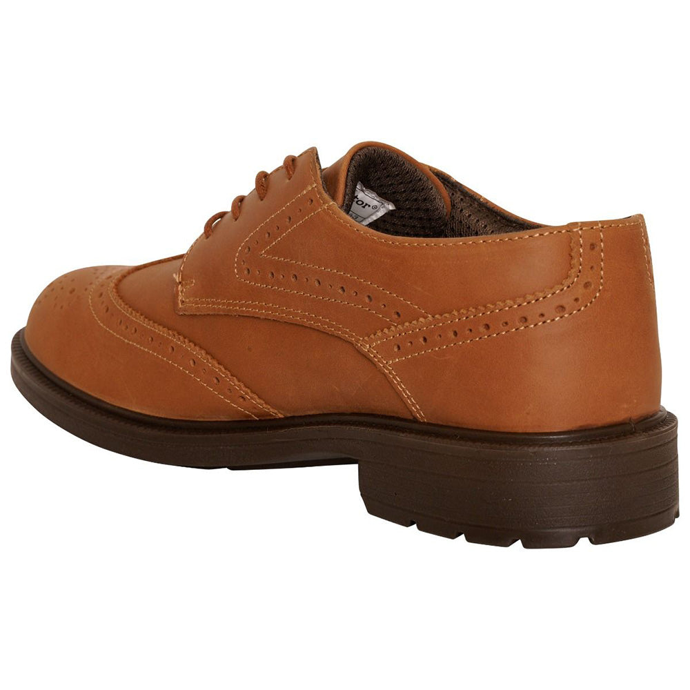 Brown Leather Brogue Pattern Safety Shoe Executive Office Manager