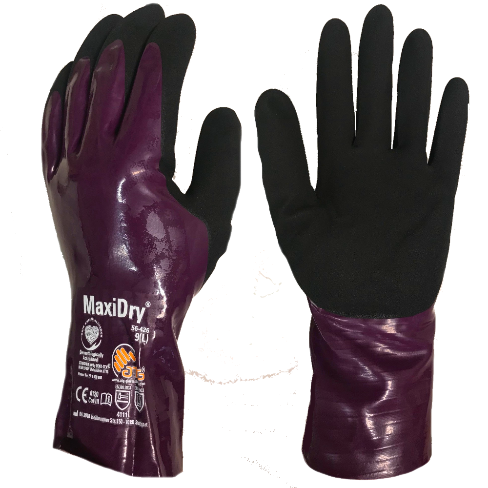 MaxiDry 56-426 Liquid & Oil Proof Chemical Use Fully Coated Nitrile Glove