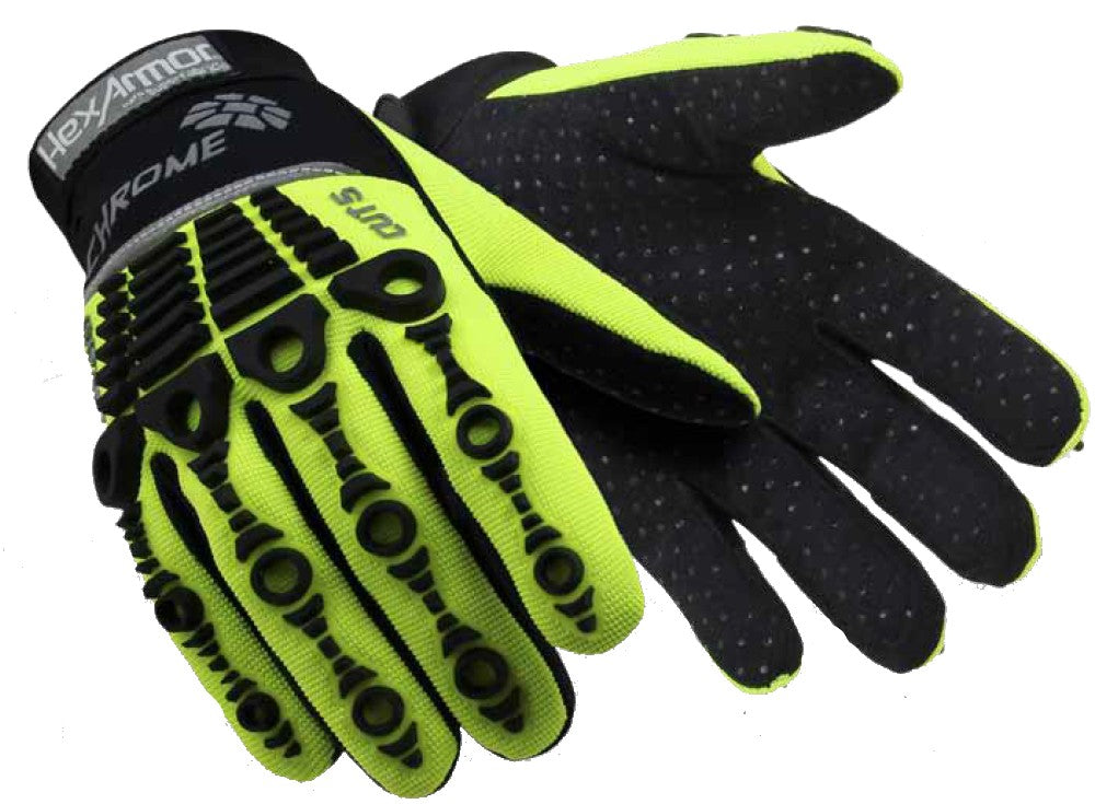 HexArmor Chrome 4026 High Vis Cut A8 Impact Resistant Mechanics Gloves