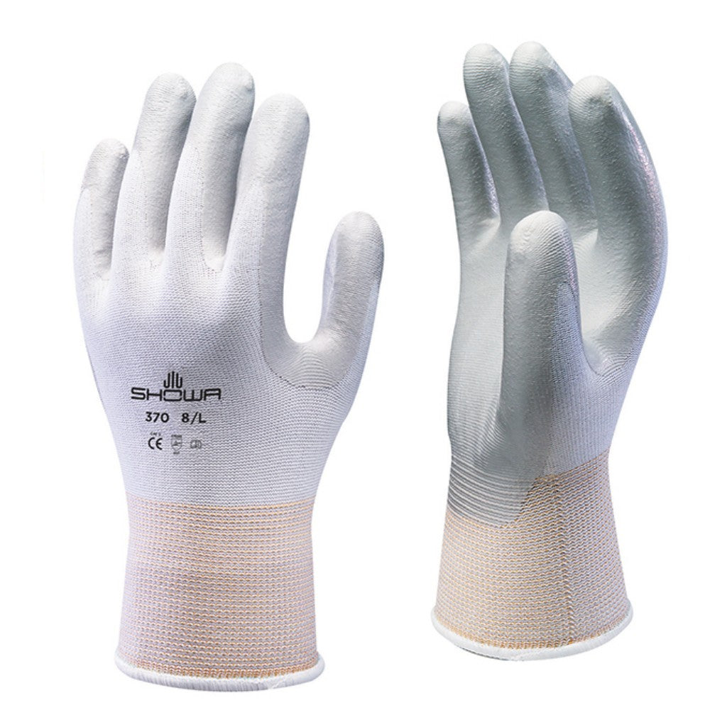 Showa 370W Nitrile Palm Coated Assembly Gloves White Precision Work Gloves