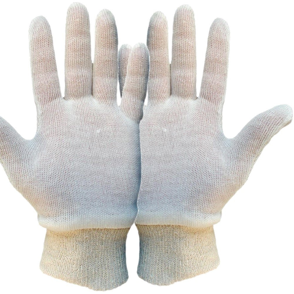 Standard Stockinette Polycotton Work Gloves Knit Wrist Light Handling