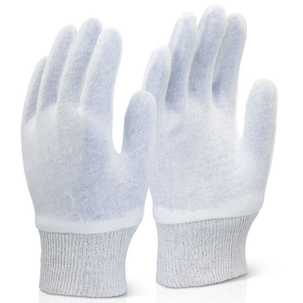 Beeswift Stockinette Knitwrist Gloves White Cotton Work Gloves