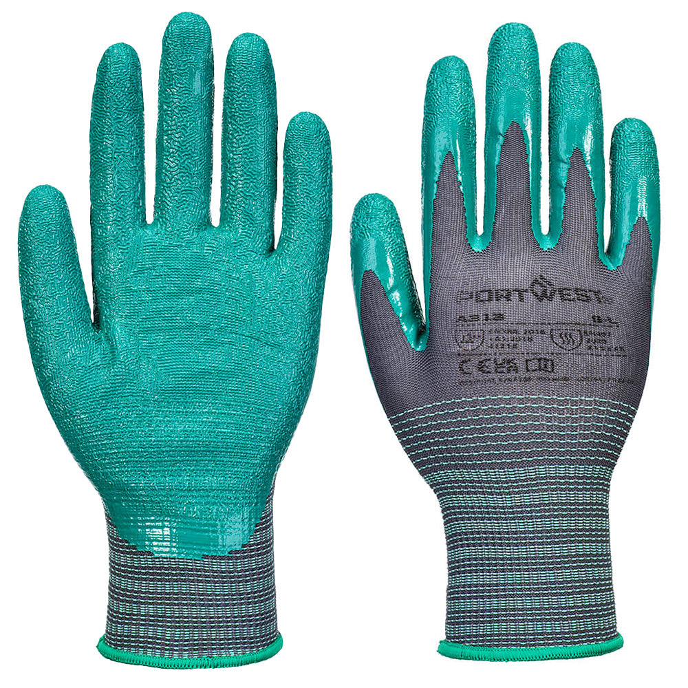 Portwest A313 Nitrile Grip Gloves Crinkle Coated Heat Resistant Work Gloves