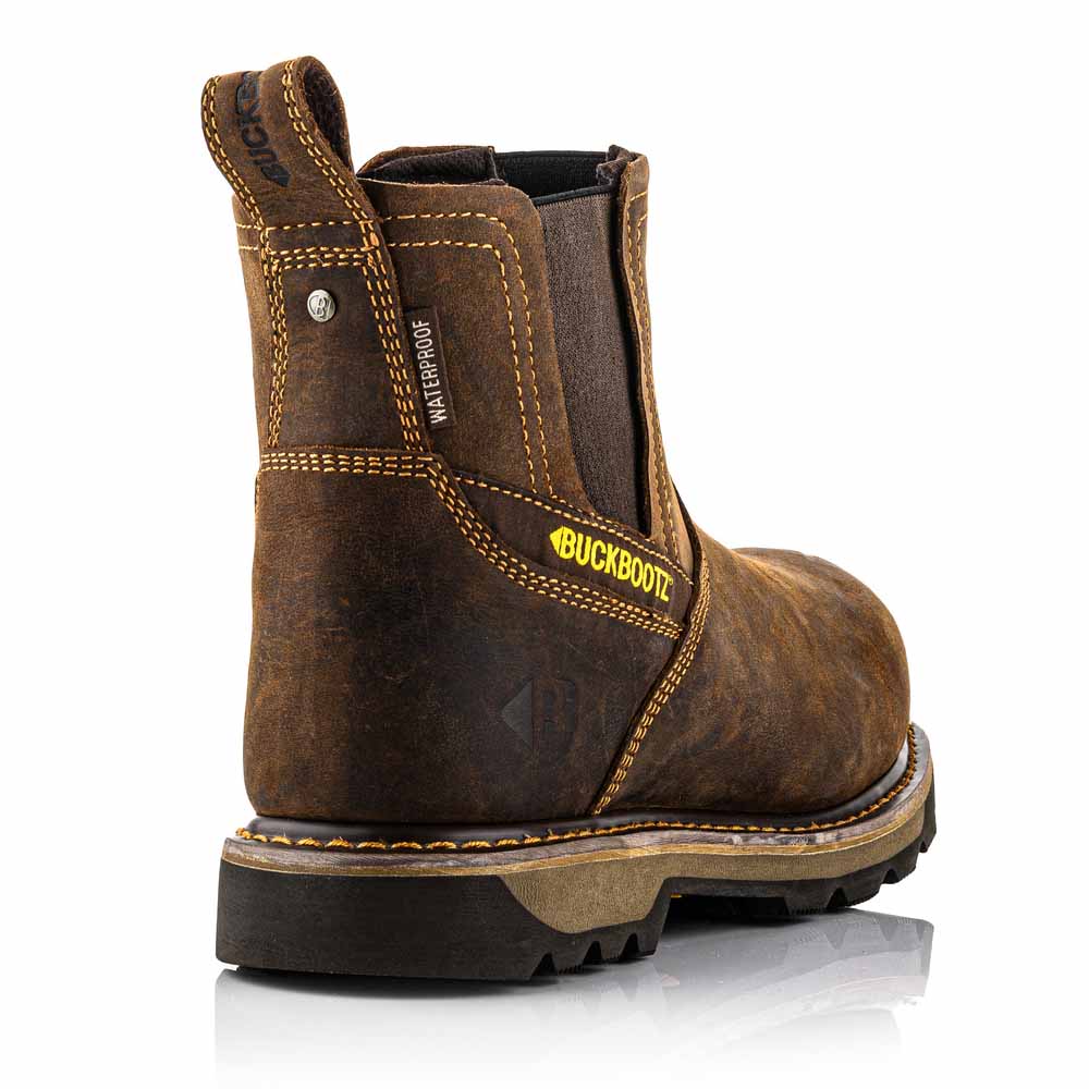 Buckbootz B1180 Safety Dealer Boot Dark Brown Waterproof Goodyear Welted