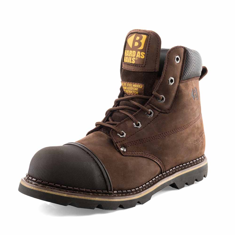Buckbootz B425 Hard as Nails Dark Brown Leather Safety Boot Goodyear Welted