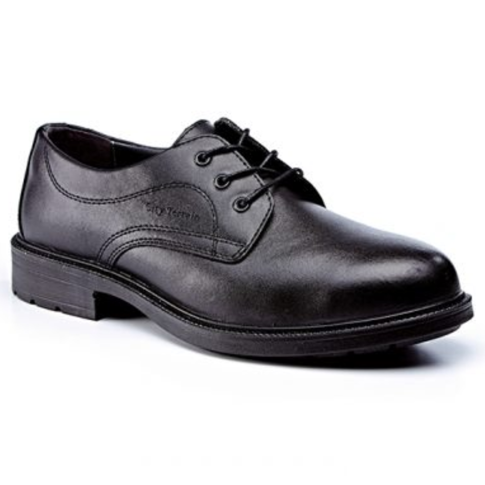 BLACK LEATHER PLAIN FRONT SHOE S1P SRC