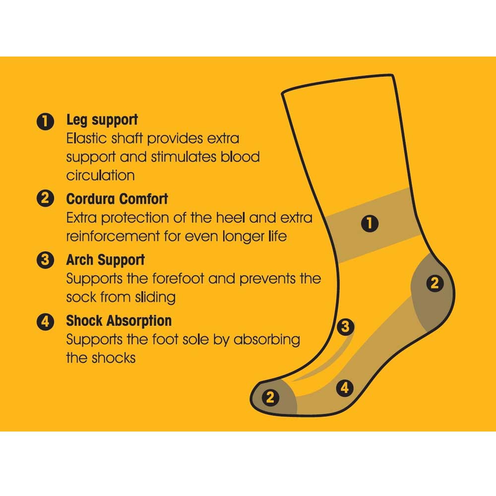 Buckbootz Cordura Work Socks Reinforced Heel Toe Industrial