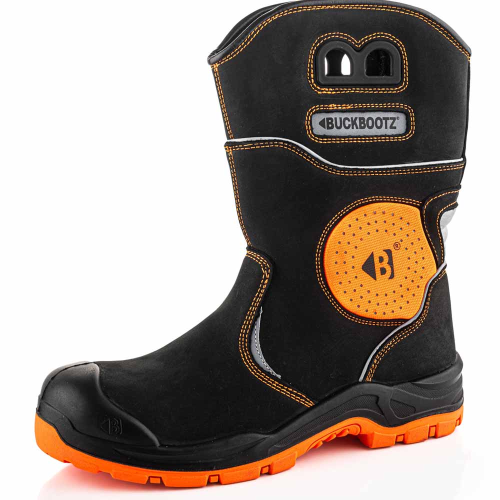 Buckbootz BVIZ5BKOR Hi-Vis Rigger Boot Waterproof Composite Toe Safety Boot
