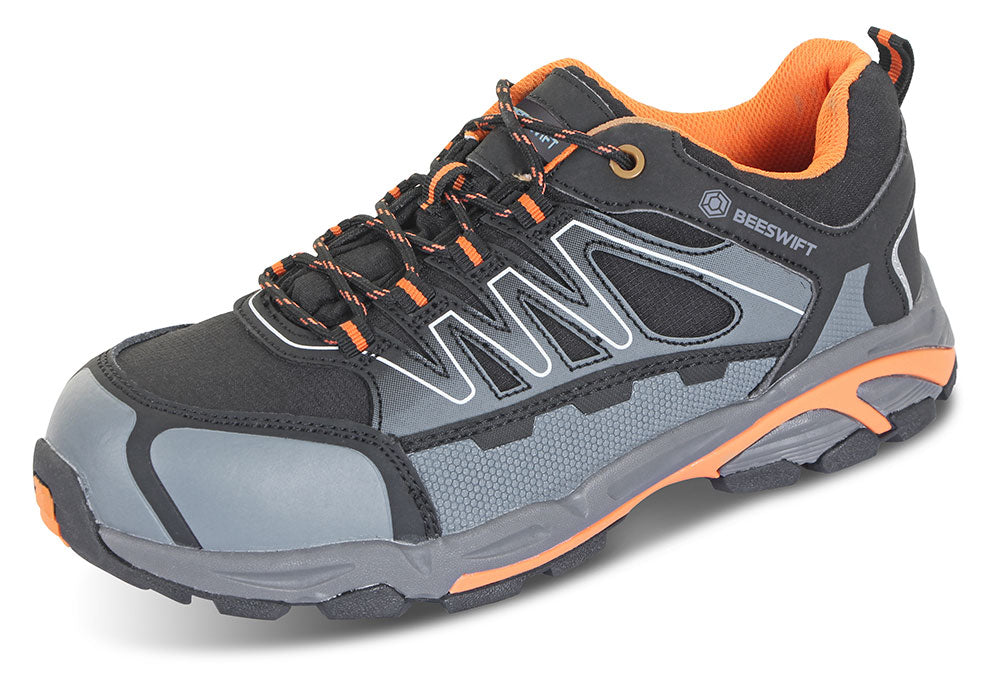 Beeswift Safety Trainer S3 Composite Non-Metallic Grey with Orange Trim