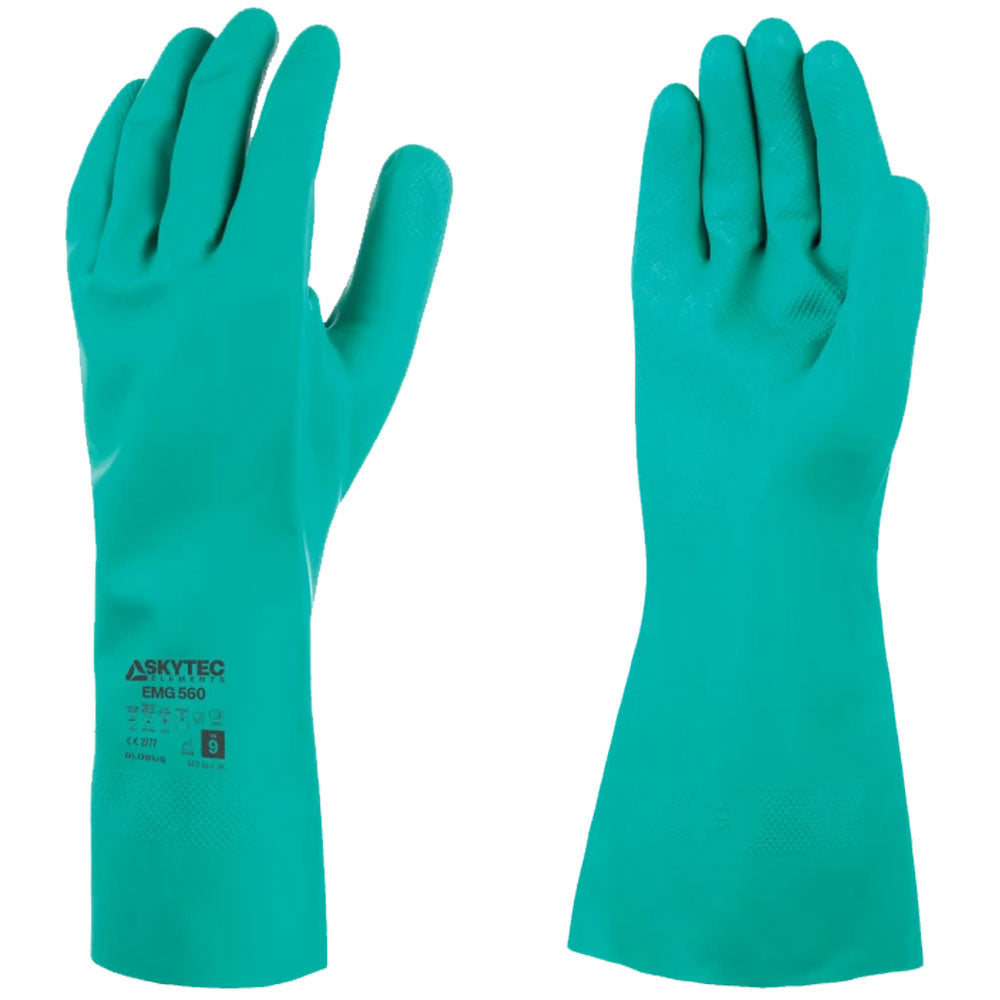 Skytec Chemical Resistant Nitrile Gauntlet 330mm Flock Lined Work Gloves