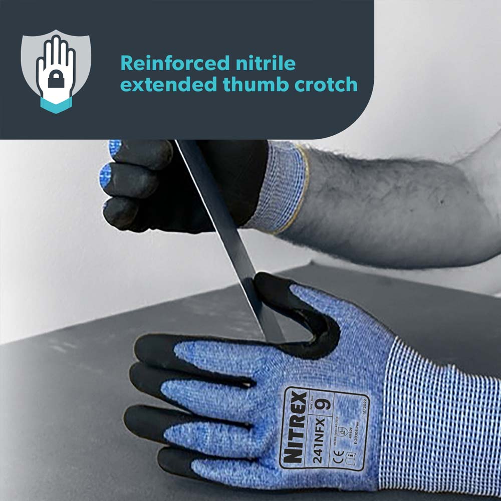 Unigloves Nitrex 241NFX Cut Resistant Gloves Level F Oil Grip