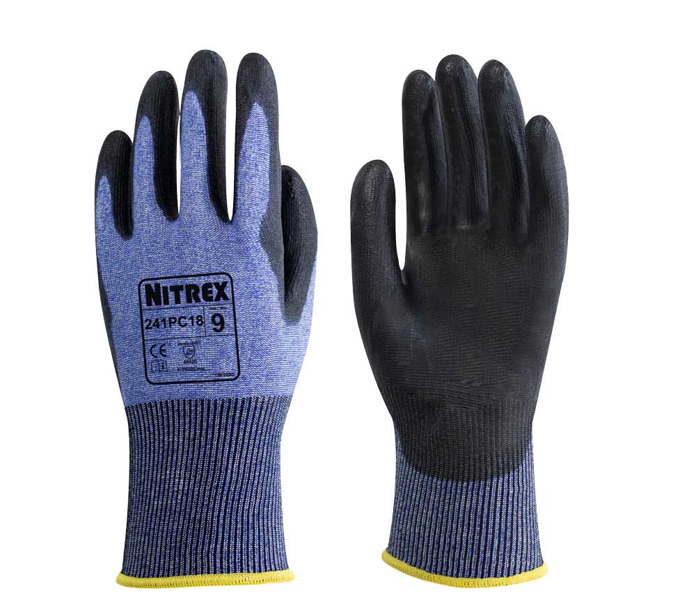 Nitrex 241PC18 Cut Resistant Gloves 18 Gauge PU Coated Work Gloves