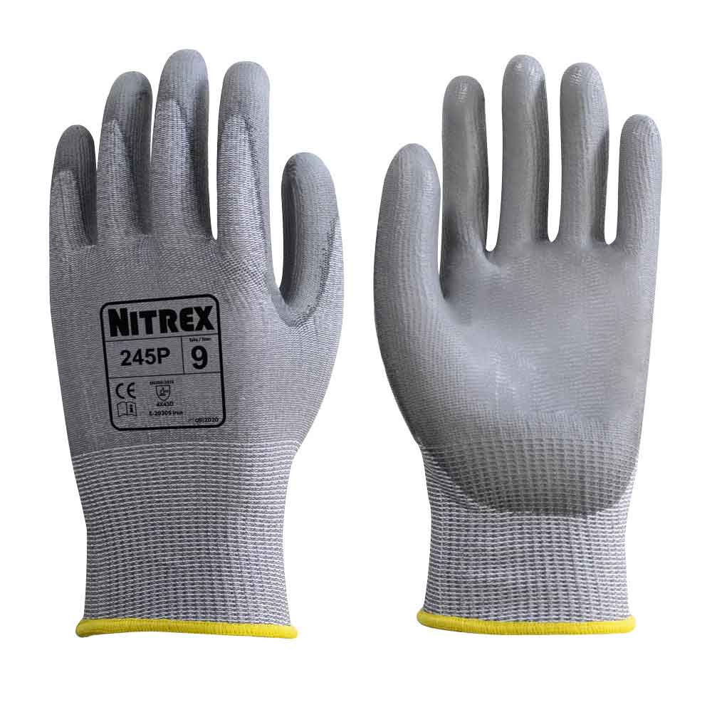 Nitrex 245P Cut Resistant Gloves Level D HPPE PU Palm Coated