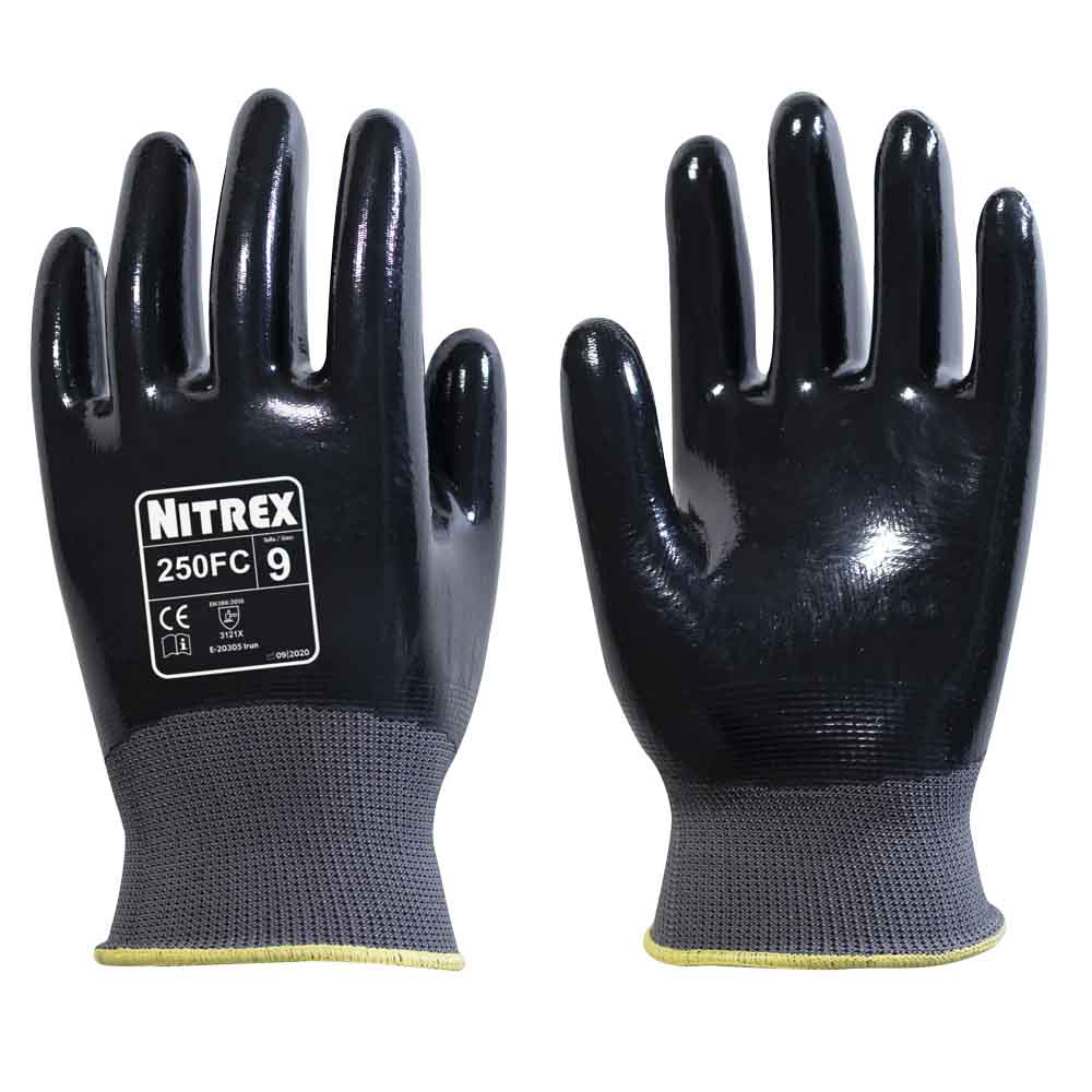 Nitrex 250FC Fully Coated Nitrile Gloves Watertight Protection Work Gloves
