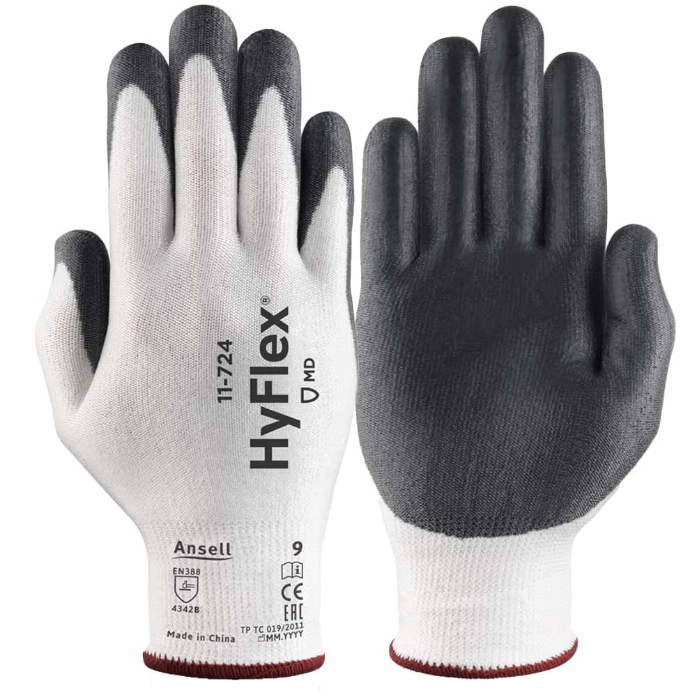 Ansell HyFlex 11-724 Cut Resistant Work Gloves Level B HPPE