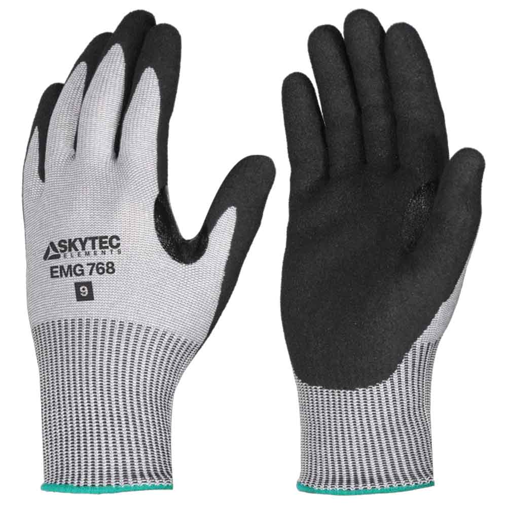 Skytec Cut Resistant Gloves Level F A6 Nitrile Grip Work Gloves