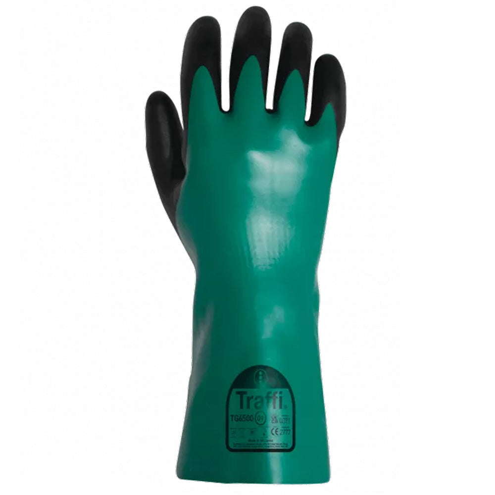 Traffi TG6500 Waterproof Chemical Gloves Cut Level D 30cm Gauntlet