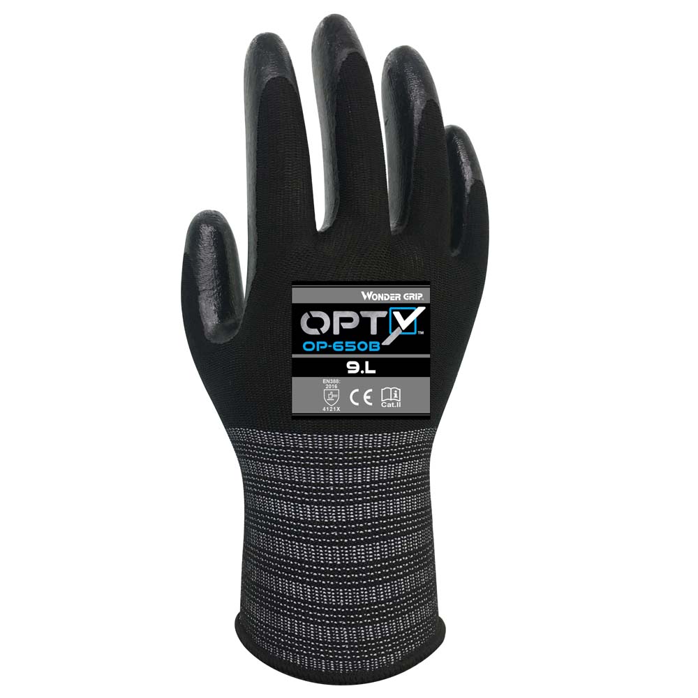 Wondergrip OP-650B Opty Nitrile Palm Coated Ultra-Lightweight Work Gloves