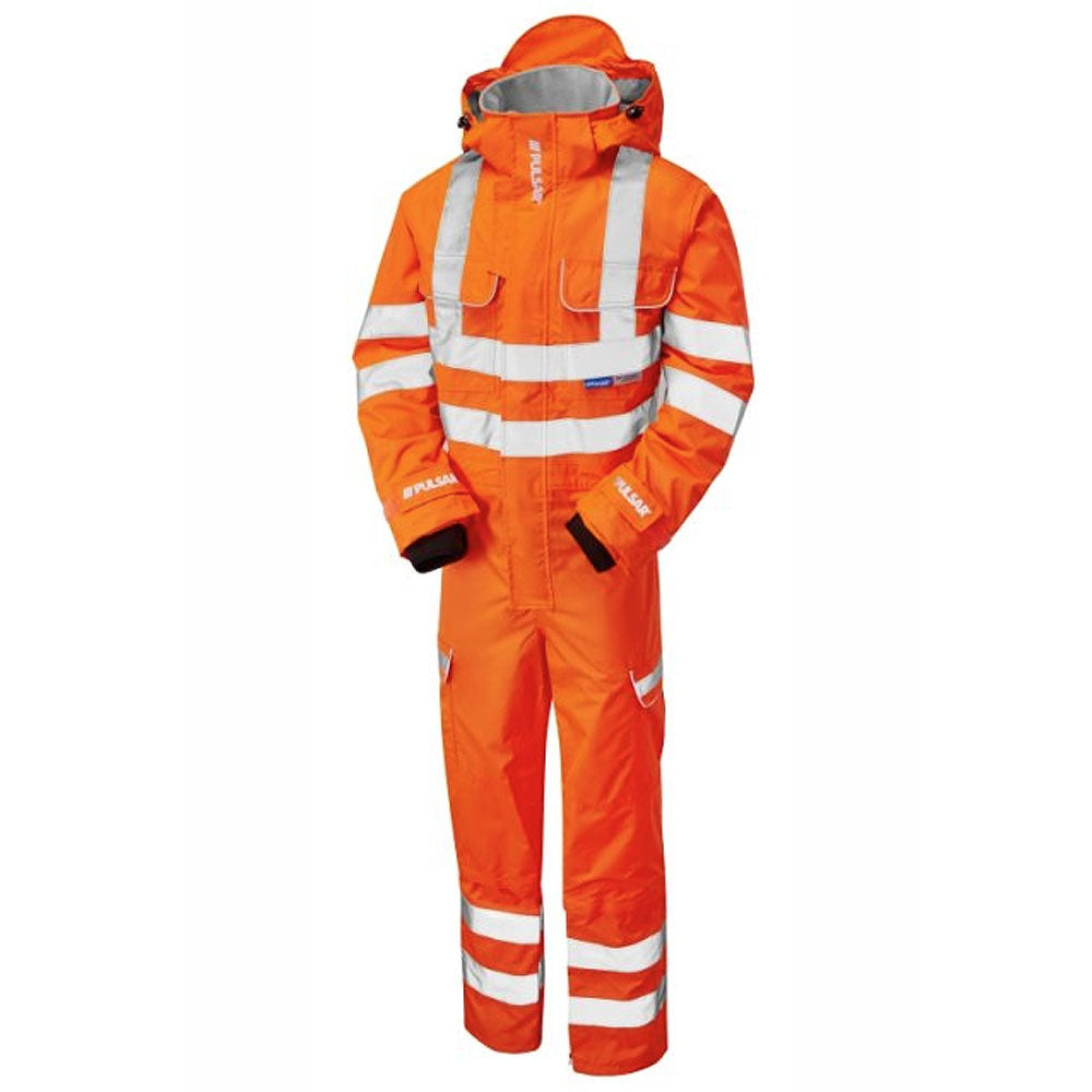 Pulsar Hi Vis Waterproof Coverall Orange Rail Spec or Yellow Class 3