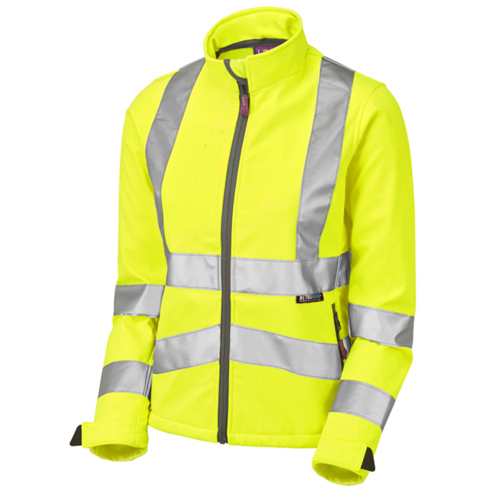Leo Workwear Hi Vis Softshell Jacket Women's Orange or Yellow ISO 20471 Class 2