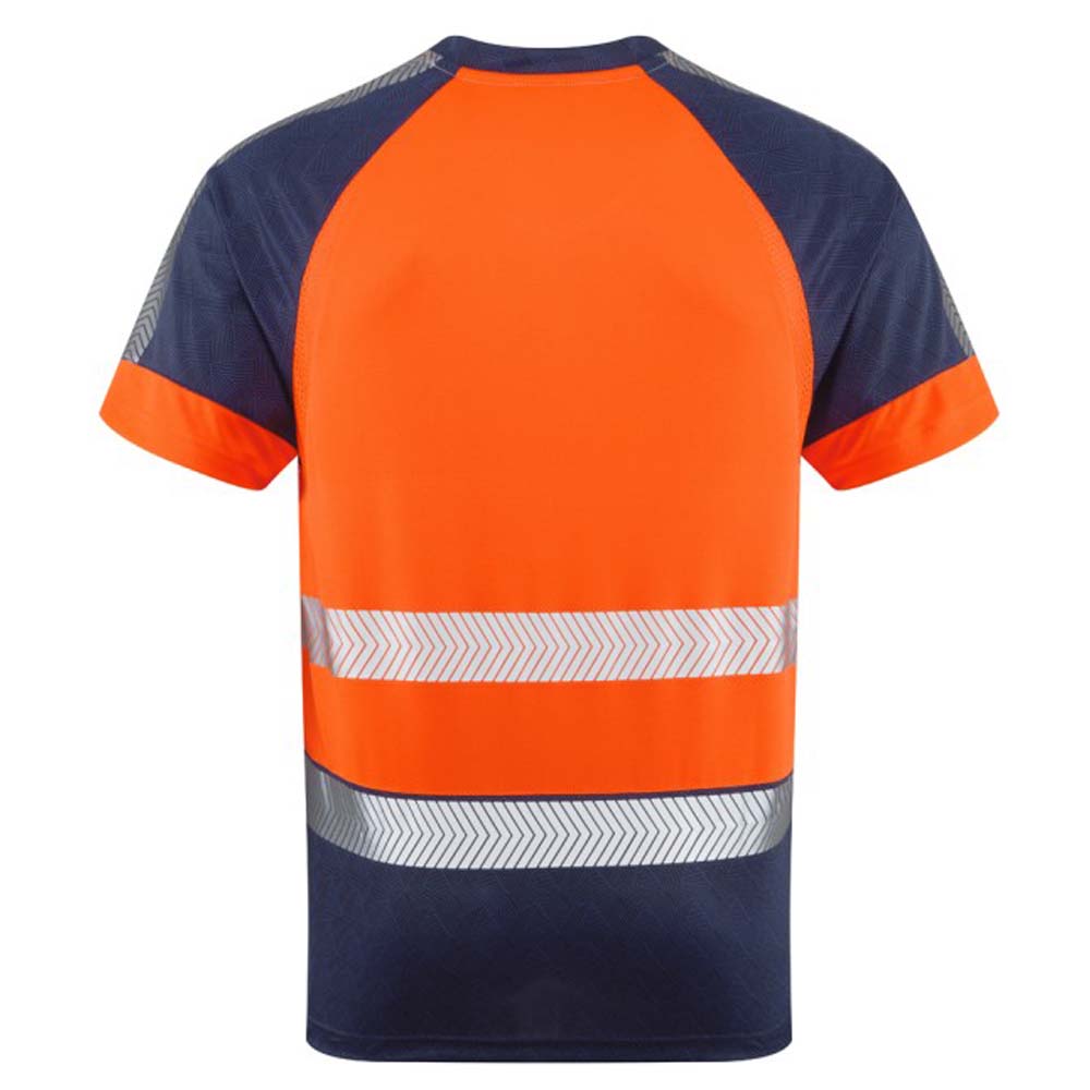 Leo Workwear EcoViz Hi Vis T-Shirt Orange Navy Breathable Work Shirt