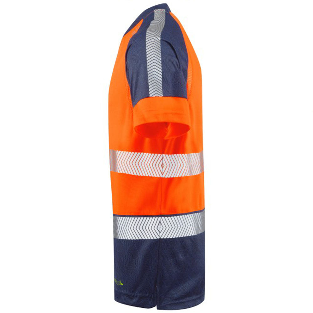 Leo Workwear EcoViz Hi Vis T-Shirt Orange Navy Breathable Work Shirt