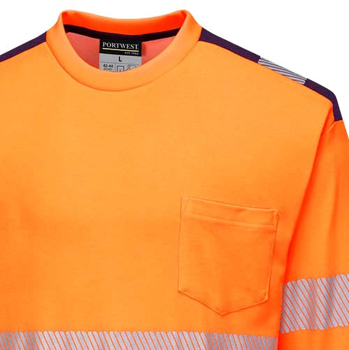 Portwest T185 Hi Vis Long Sleeve T-Shirt Orange Cotton Comfort Railspec