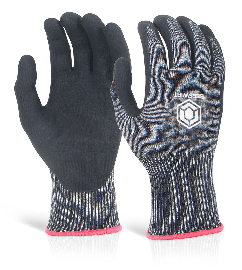 Beeswift Cut Level D Nitrile Micro Foam Gloves KS5 Work Safety