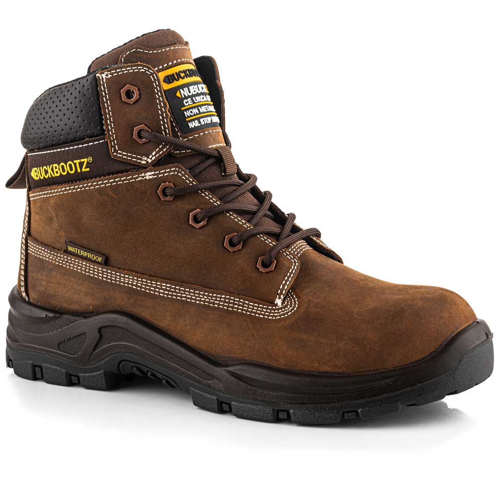 Buckbootz LACERZ Nubuckz Lace Safety Boot Brown Crazy Horse Metal-Free