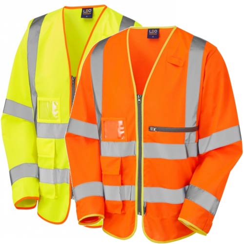 Leo Heddon Hi Vis Long Sleeved Zip Up Waistcoat