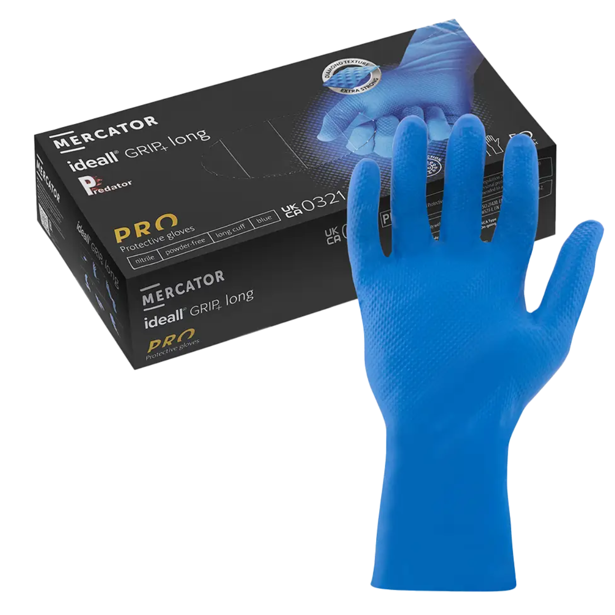 Mercator Medical Ideall Grip Long Cuff Nitrile Gloves
