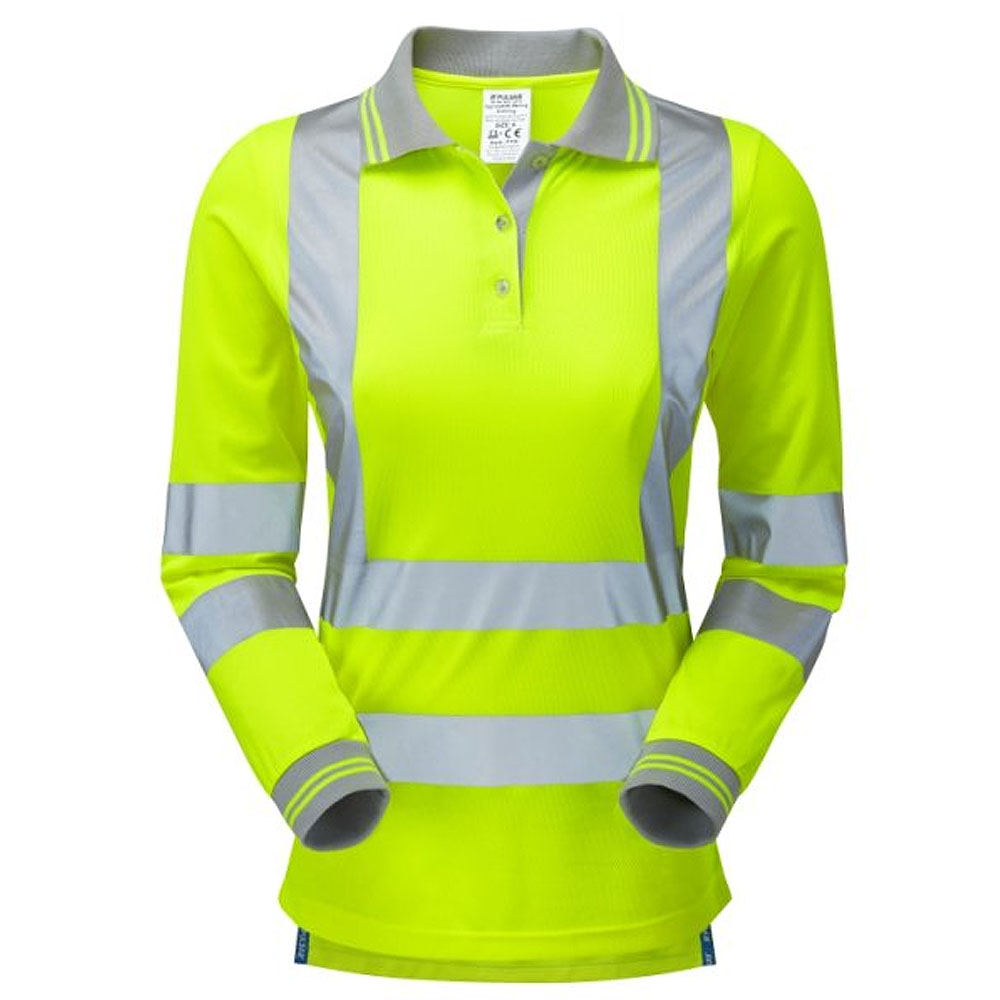 Pulsar Protect Women's Hi Vis Long Sleeve Polo Shirt Yellow or Orange Railway Certified