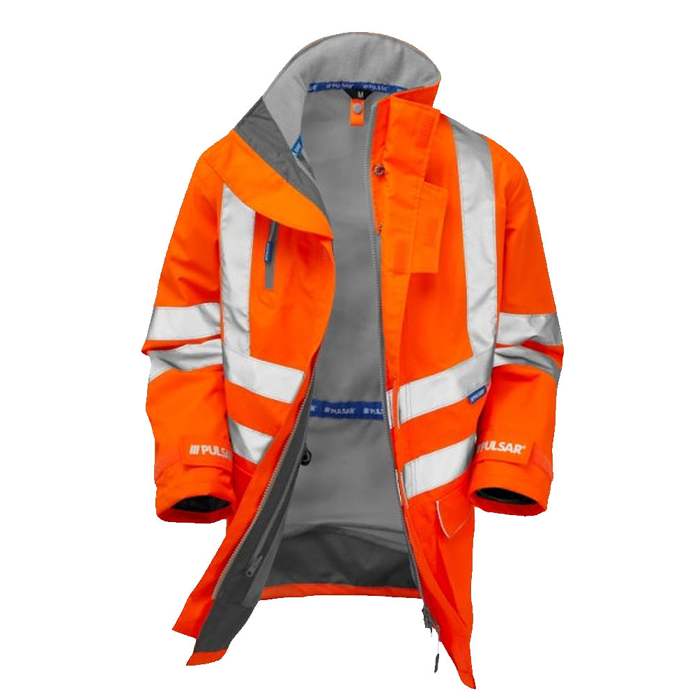 Pulsar Protect Hi Vis Storm Coat Orange Waterproof Railway Jacket
