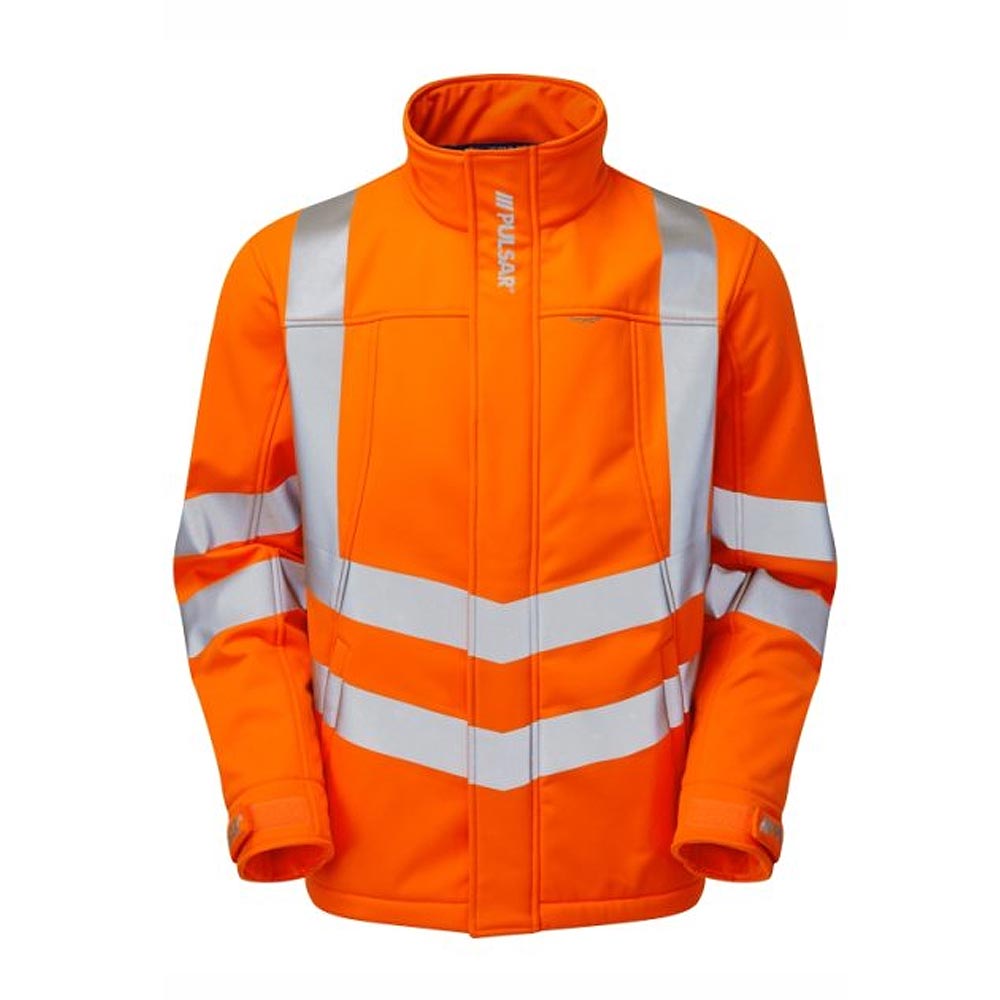 Pulsar Protect Hi Vis Softshell Jacket Orange Interactive Rail Spec