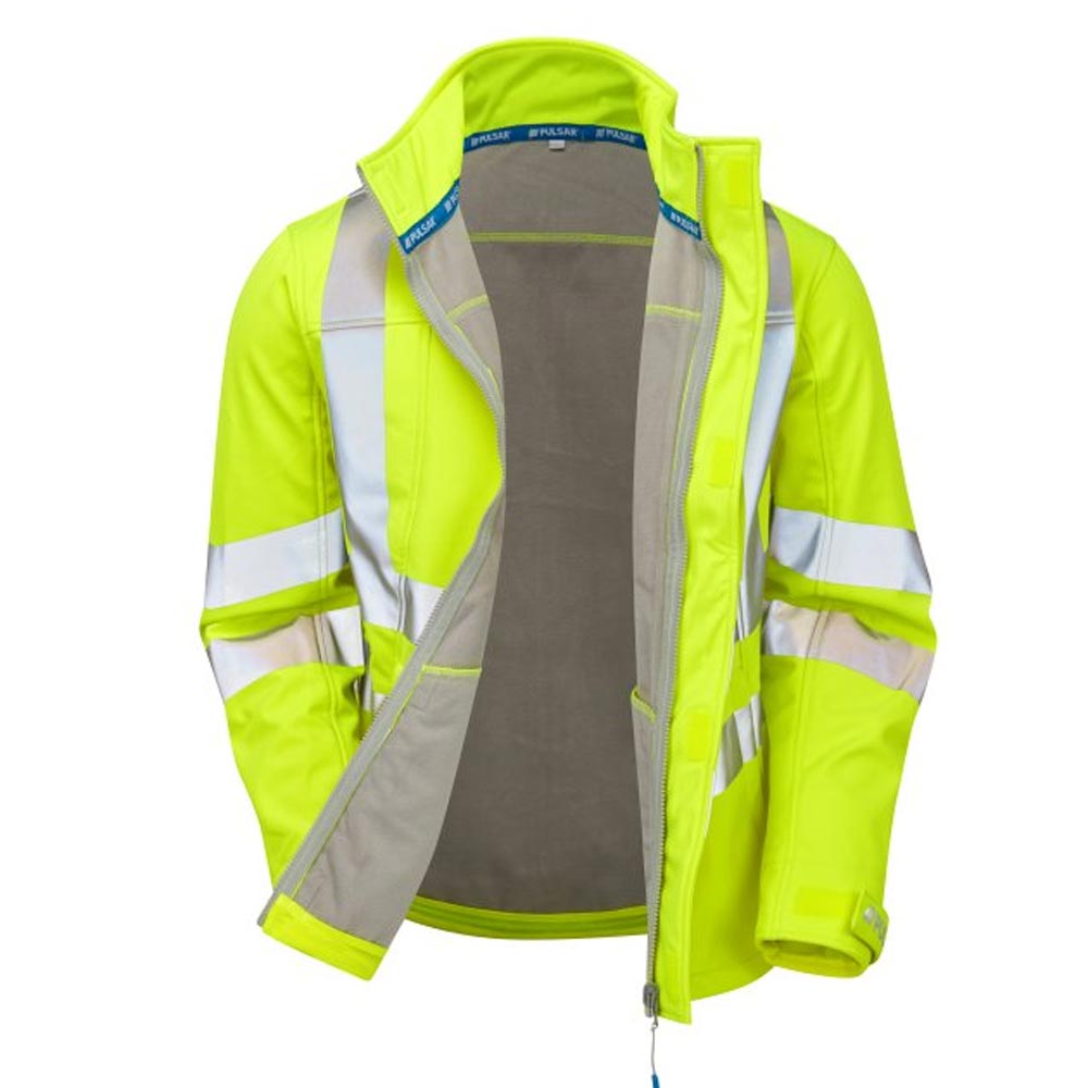Pulsar Protect Hi Vis Softshell Jacket Orange Interactive Rail Spec