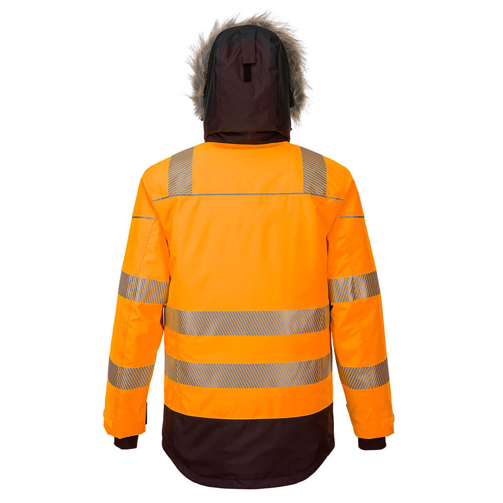 Portwest PW3 Hi Vis Winter Parka Orange Waterproof Insulated Jacket