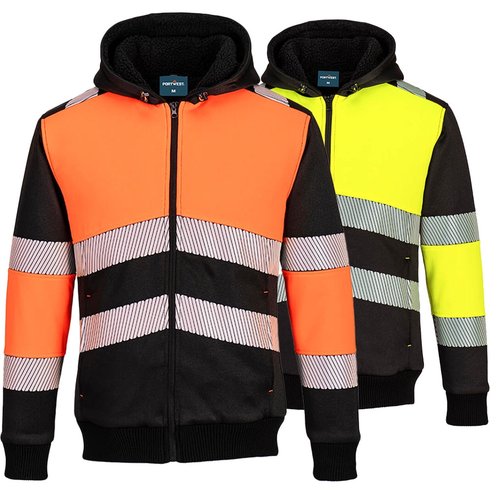 Portwest Hi Vis Hoodie Fleece Lined Winter Workwear