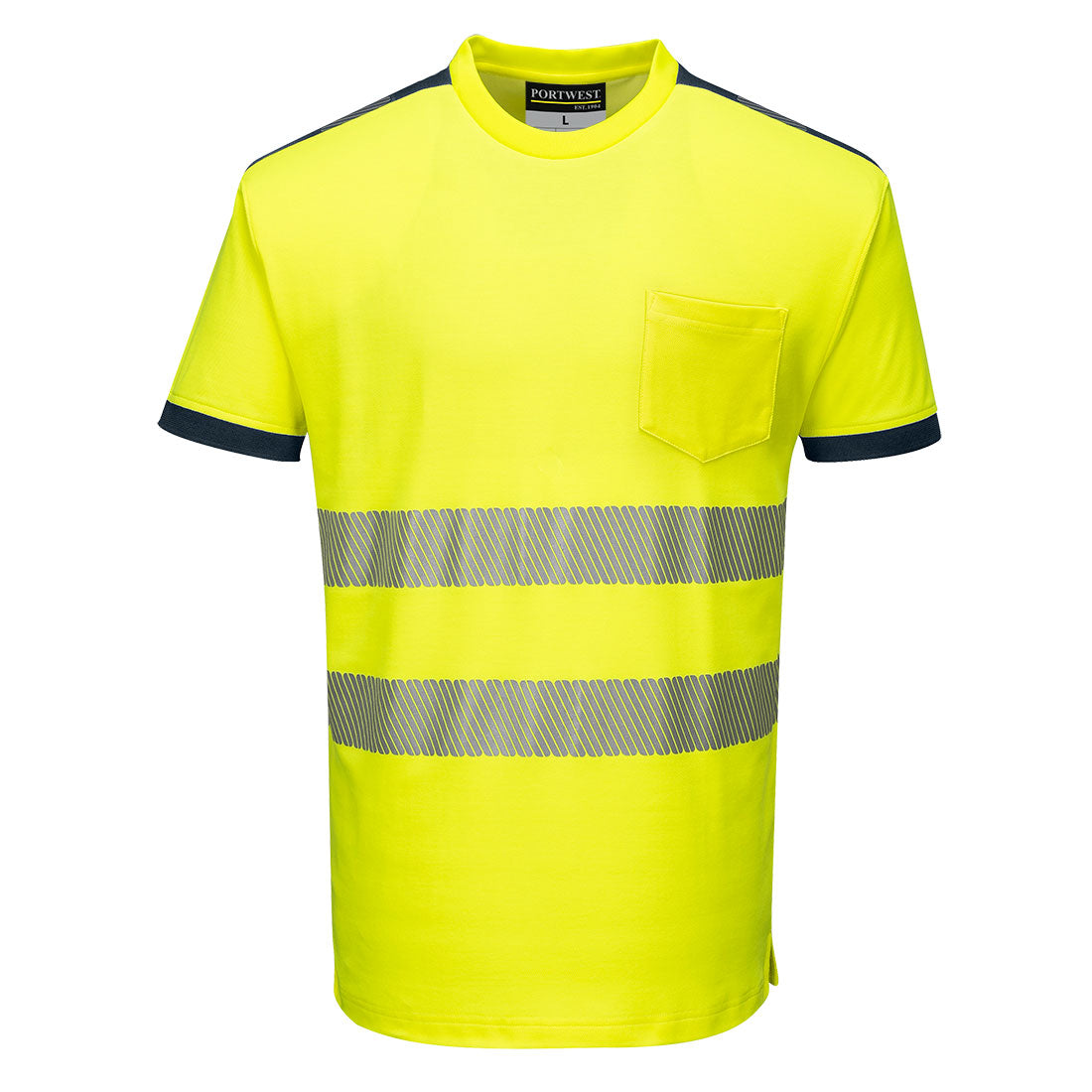 Portwest Hi Vis T-Shirt Cotton Comfort Yellow Reflective Work Tee