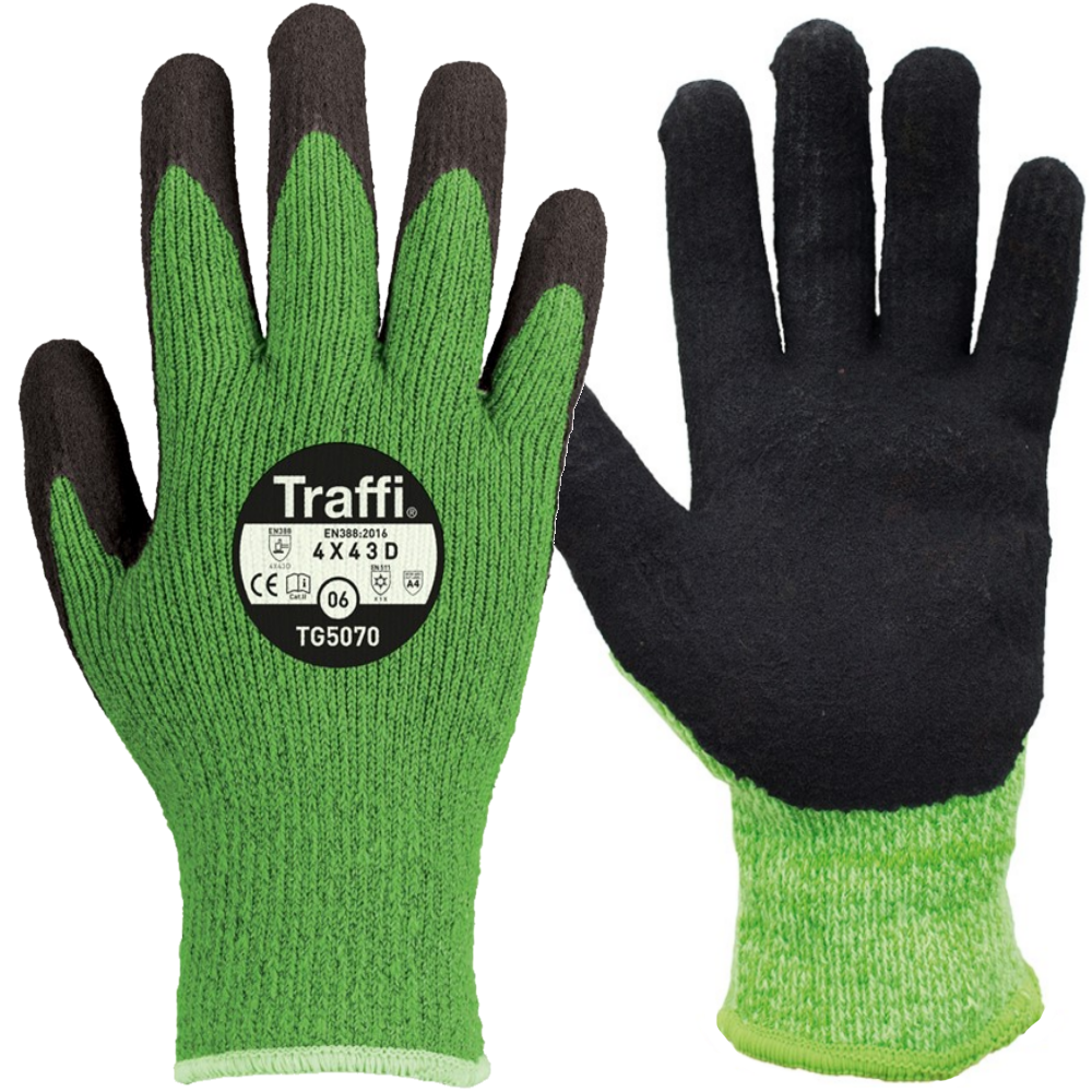 Traffi TG5070 X-Dura Thermal Nitrile Gloves Cut Level D Winter Work Gloves