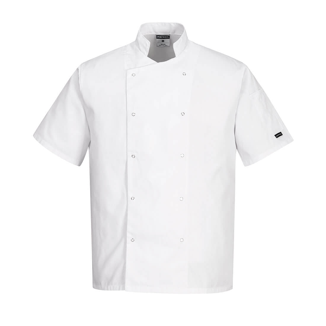 White Short Sleeve Chefs Jacket With Ring Studs