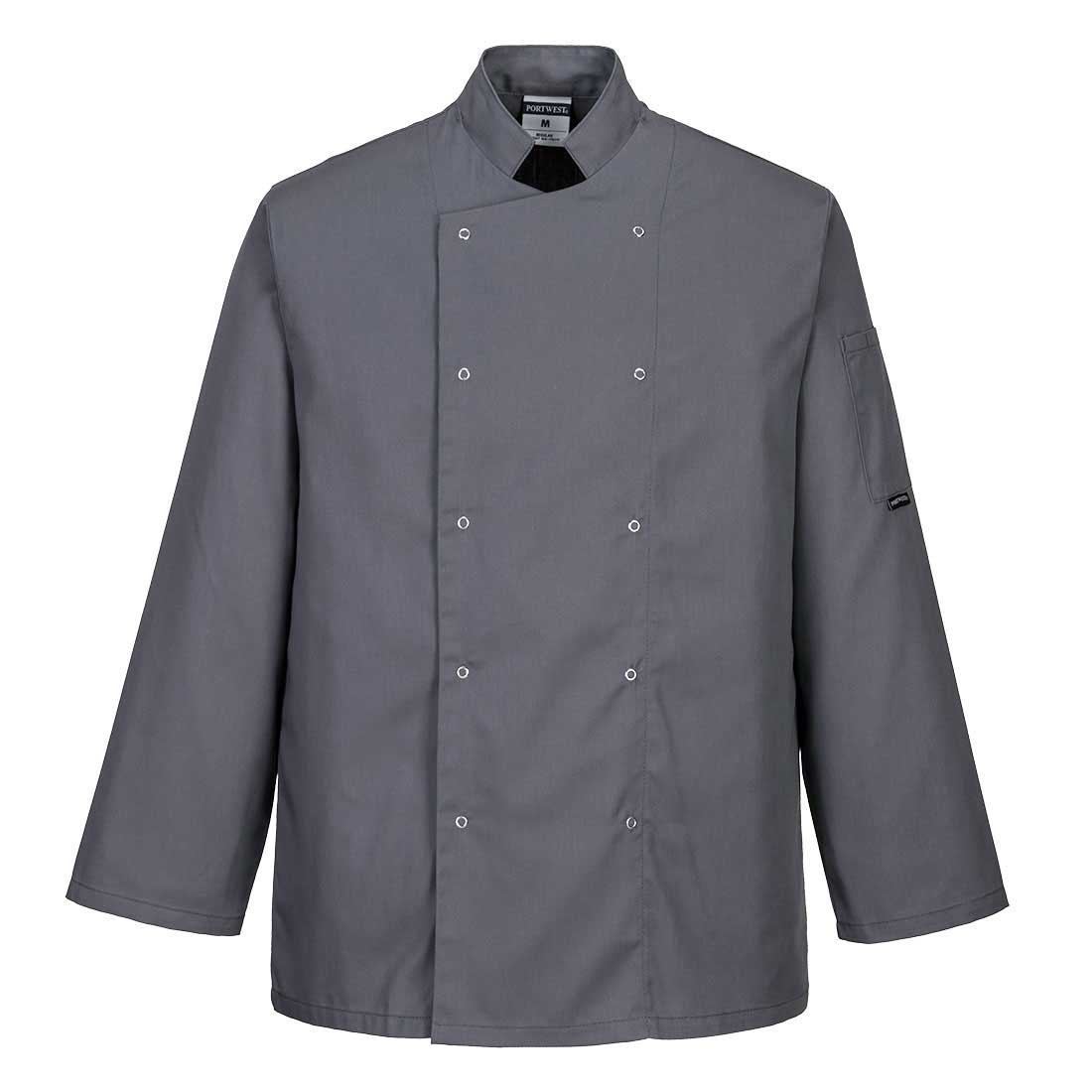 Portwest Chef's Suffolk Long Sleeve Jacket Mandarin Collar With Ring Studs