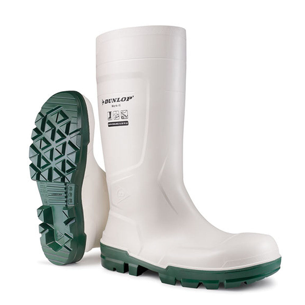 Dunlop Work-It Safety Wellington White S4 Steel Toe Cap PVC Boot