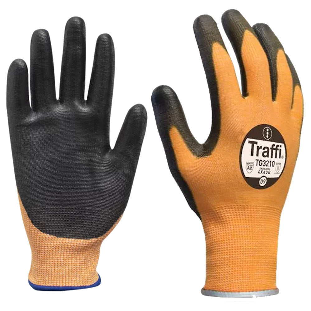 Traffi Cut Resistant Gloves Level B X-Dura PU Coated Safety Gloves