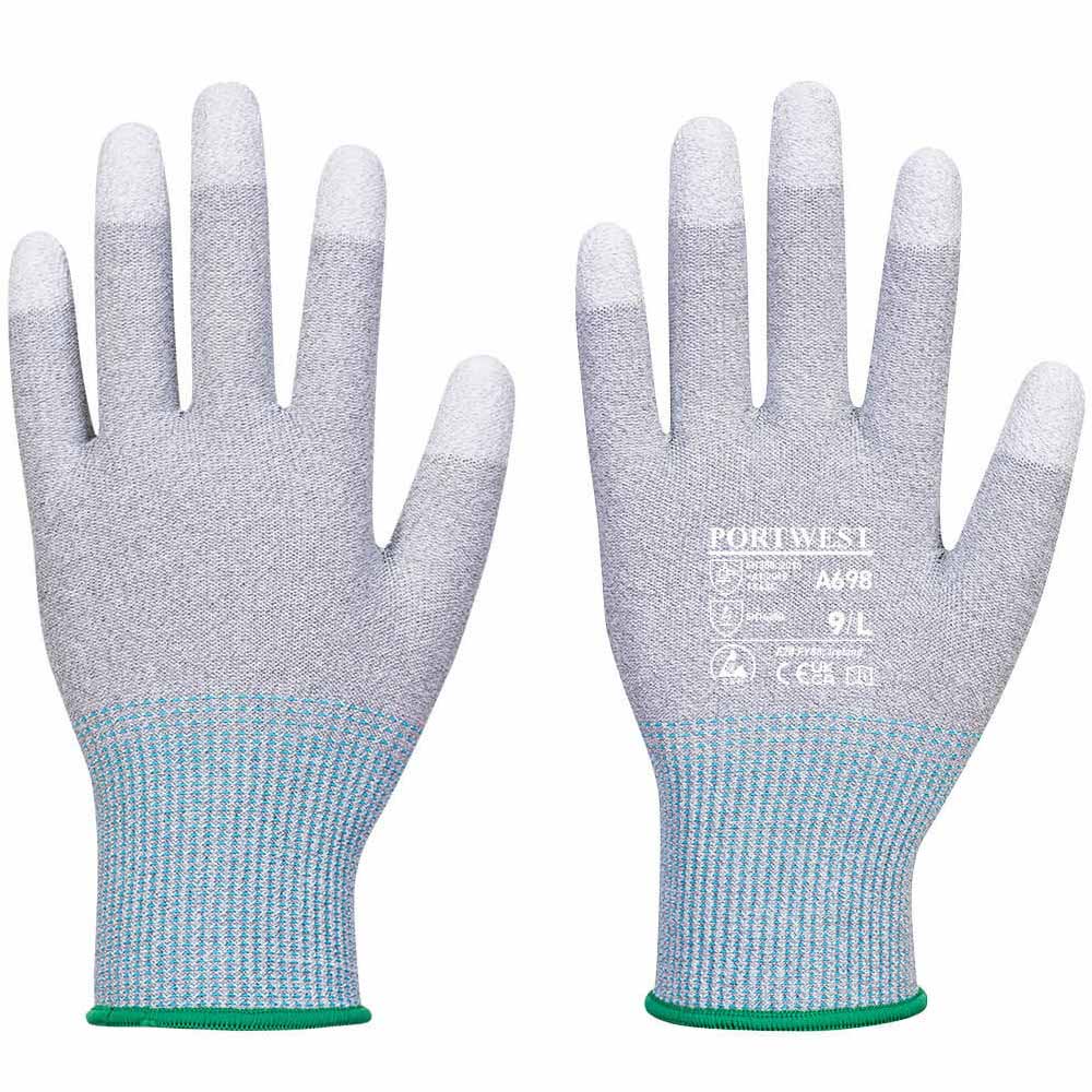 Portwest A198 ESD Antistatic Gloves PU Fingertip Precision Work