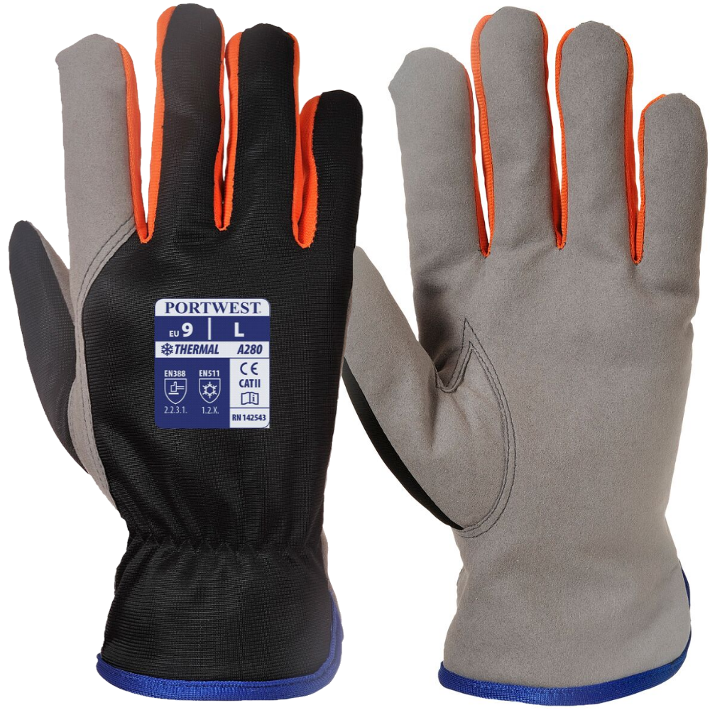 Portwest Wintershield Thermal Gloves Fleece Lined Cold Weather Work Gloves