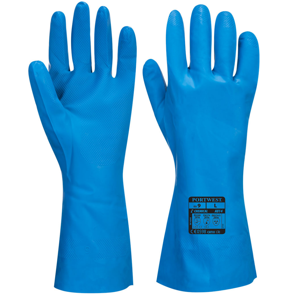 Portwest A814 Nitrile Food-Safe Gauntlet Chemical Resistant Gloves