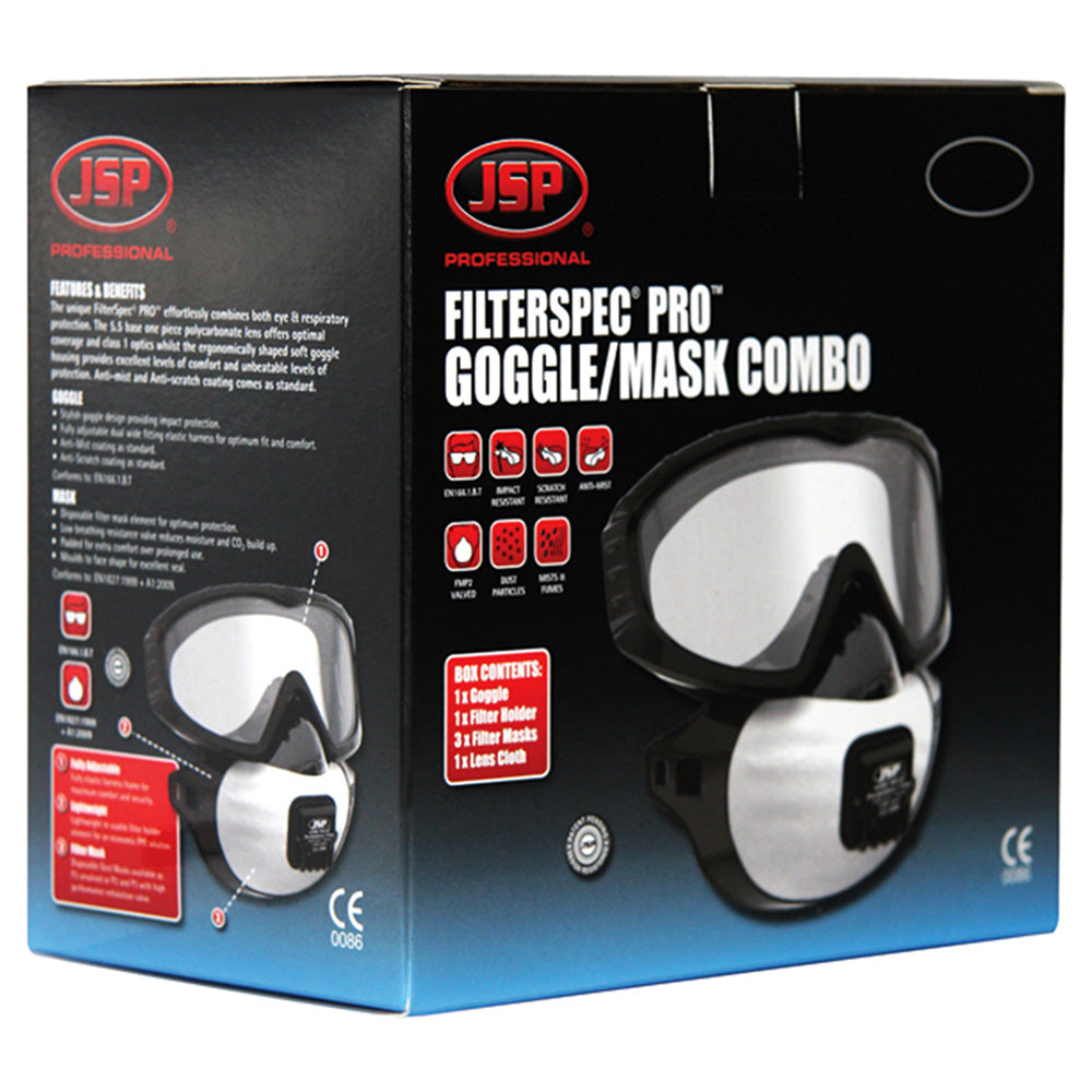 JSP FilterSpec Pro FFP3 Safety Goggle Respirator Combined Eye Protection